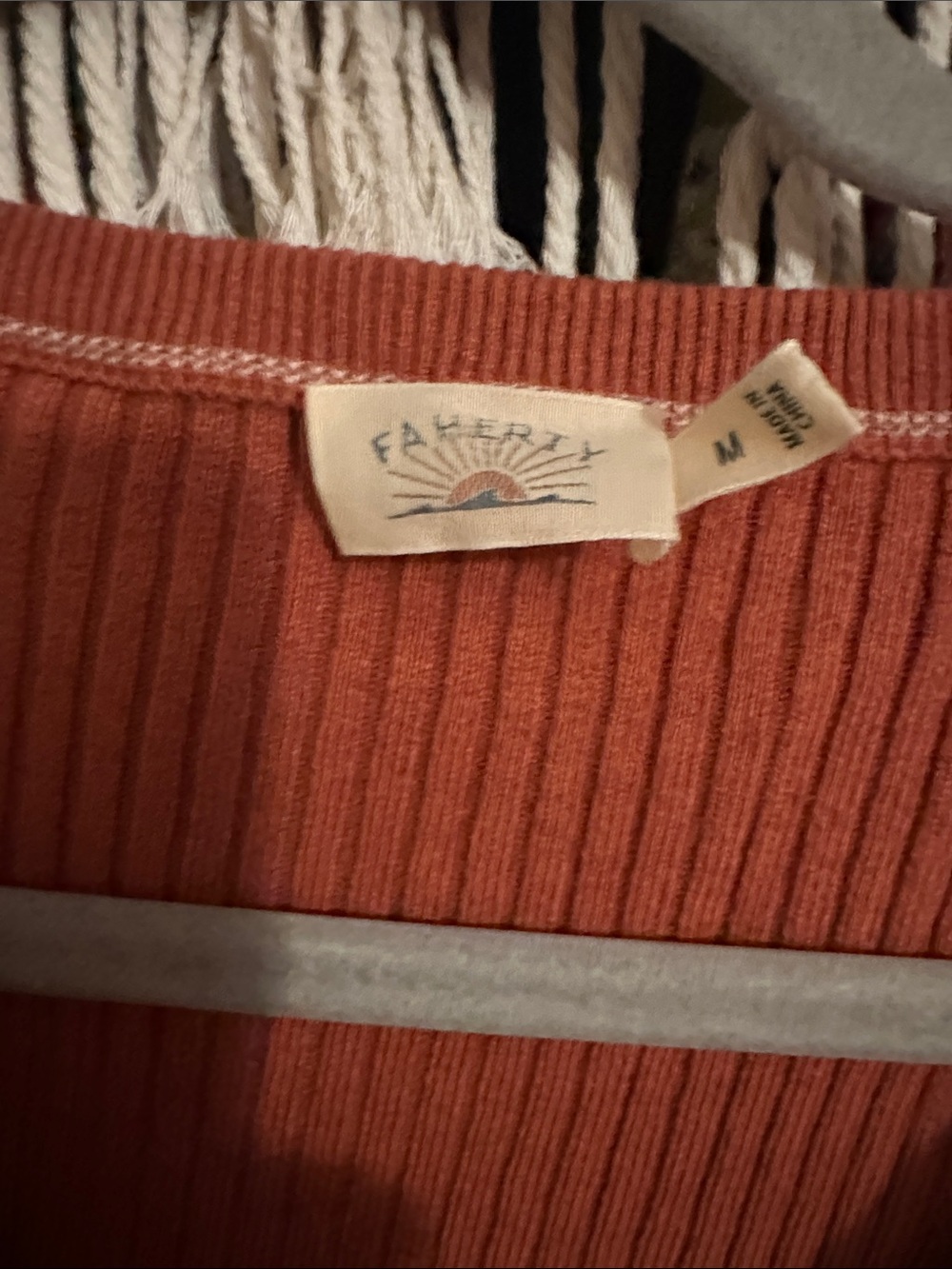 Faherty Rust Ribbed Button-Front Cardigan - Picture 2 of 2